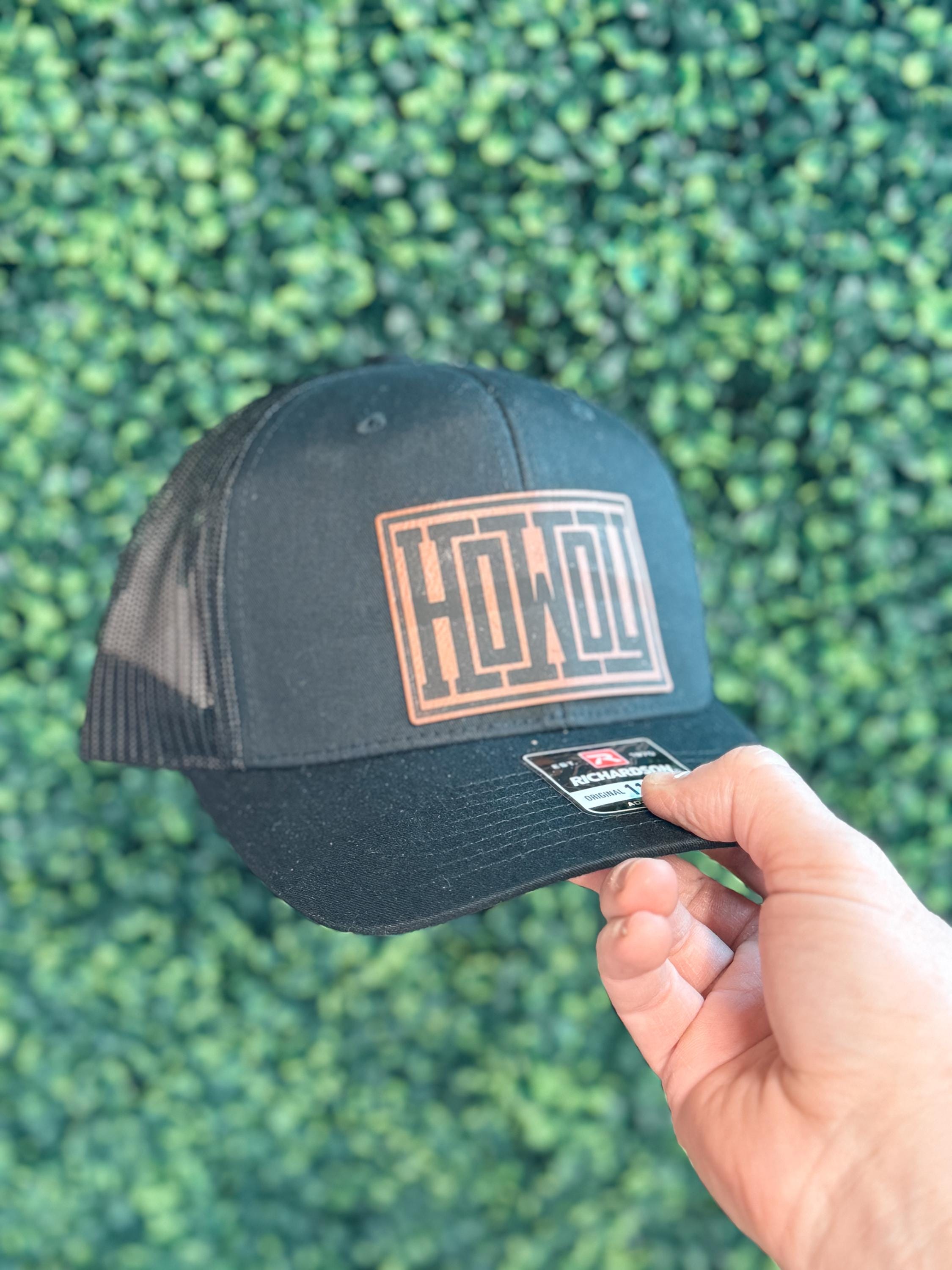 men’s patch hat - howdy patch hat - leather patch hat - Richardson 112 - custom trucker hat - custom leather patches - men’s gift