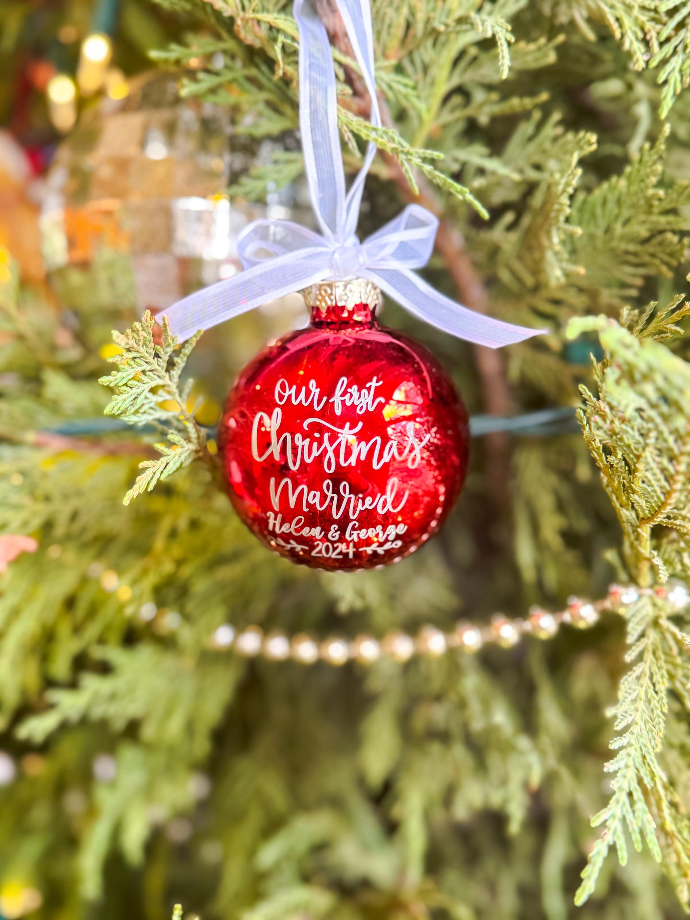 Our First Christmas Married Glass Ornament