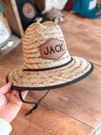 Custom Leather Patch Straw Hat for Boys